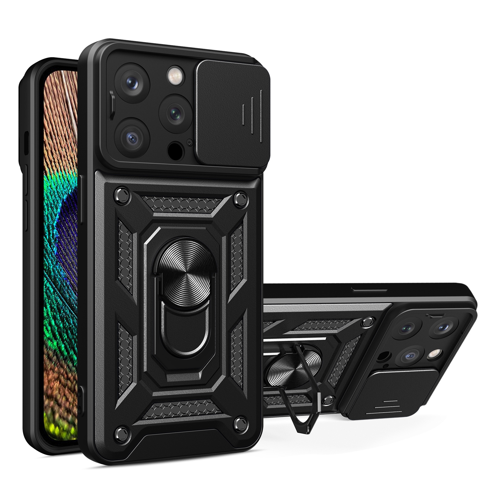 For iPhone 15 Pro Sliding Camera Cover Design TPU+PC Phone Case(Black) - Shopkiz.com