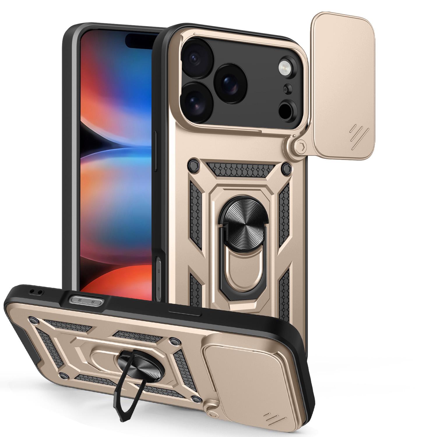 For iPhone 18 Pro Max Sliding Camera Cover Design TPU+PC Phone Case(Gold) - Shopkiz.com
