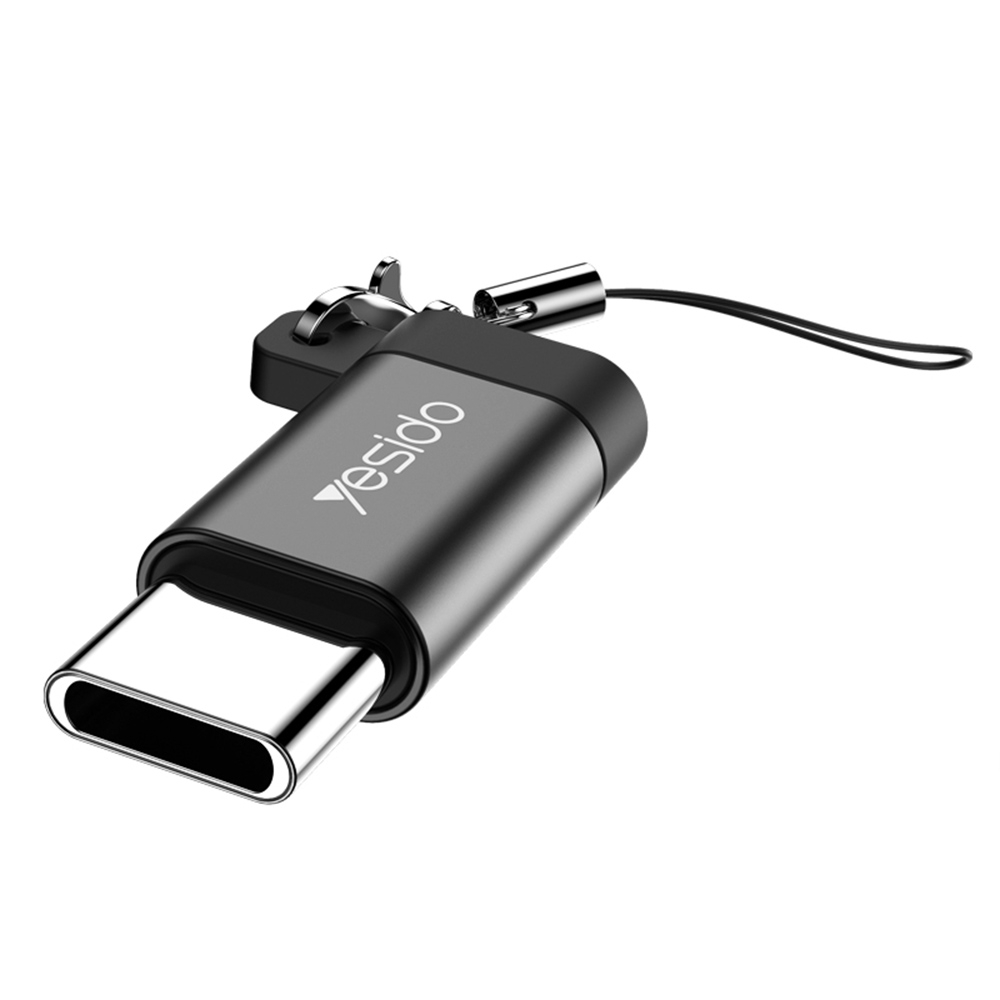 Yesido GS04 Type-C to Micro USB Mini Connector Adapter with Keychain(Black) - Shopkiz.com