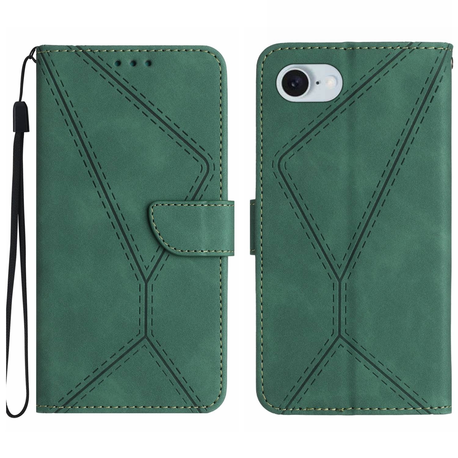 For iPhone 17e / 16e Stitching Embossed Leather Phone Case(Green) - Shopkiz.com