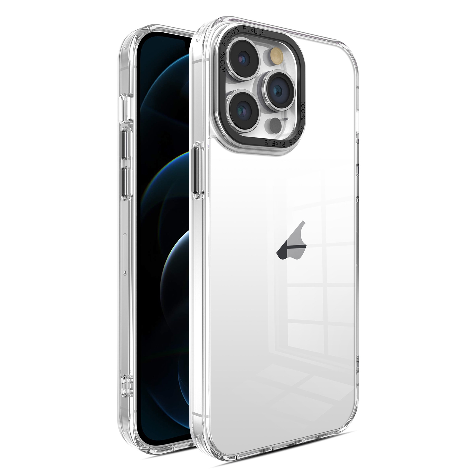 For iPhone 12 Pro Crystal TPU + PC Electroplated Lens Frame Phone Case(Transparent) - Shopkiz.com