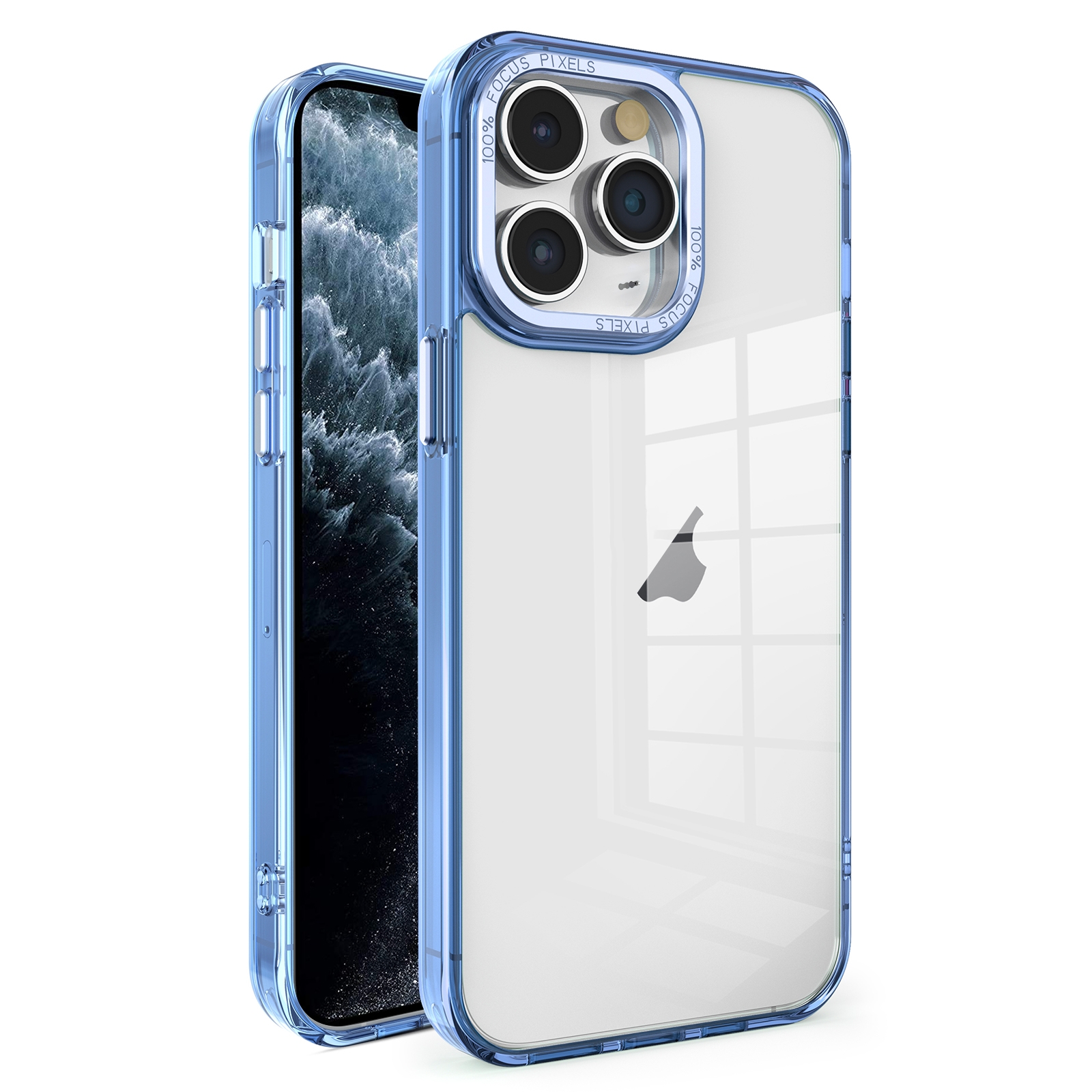 For iPhone 11 Pro Crystal TPU + PC Electroplated Lens Frame Phone Case(Blue) - Shopkiz.com