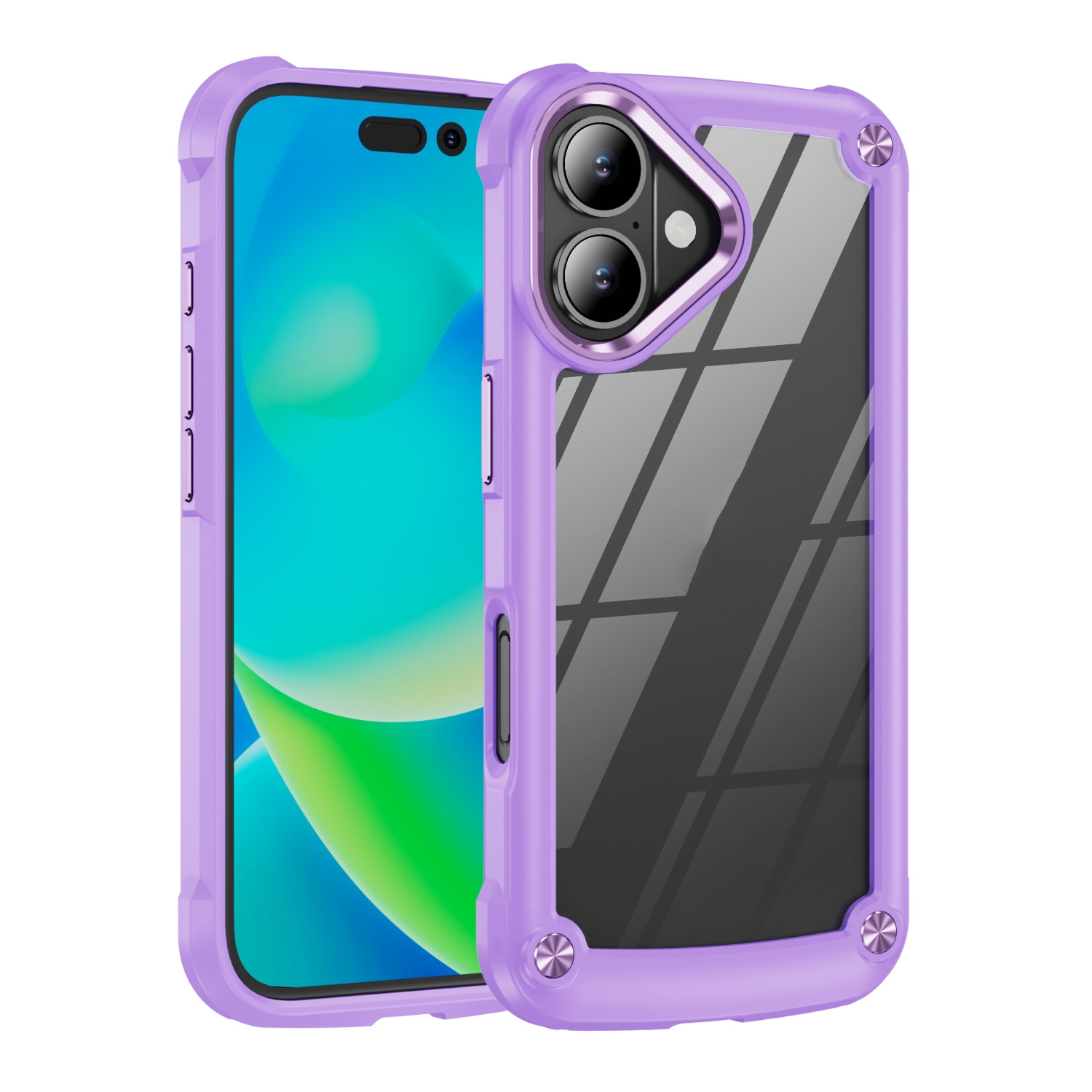 For iPhone 16 Plus TPU + PC Lens Protection Phone Case(Purple) - Shopkiz.com