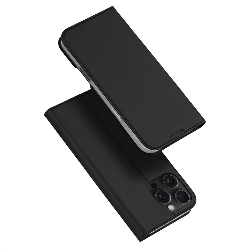 For iPhone 16 Pro DUX DUCIS Skin Pro Series Flip Leather Phone Case(Black) - Shopkiz.com
