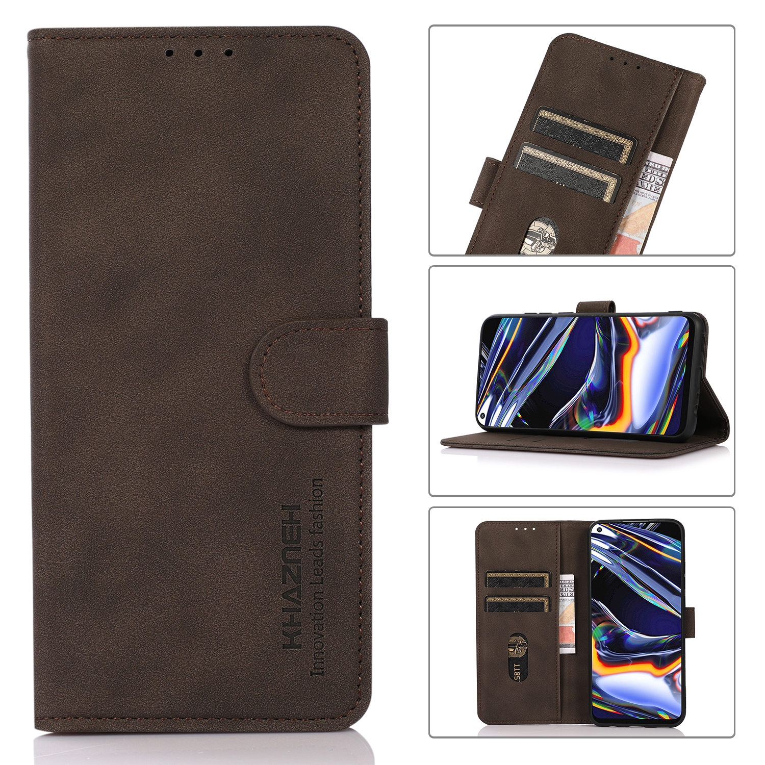 For iPhone 16 Pro Max KHAZNEH Matte Texture Leather Phone Case(Brown) - Shopkiz.com