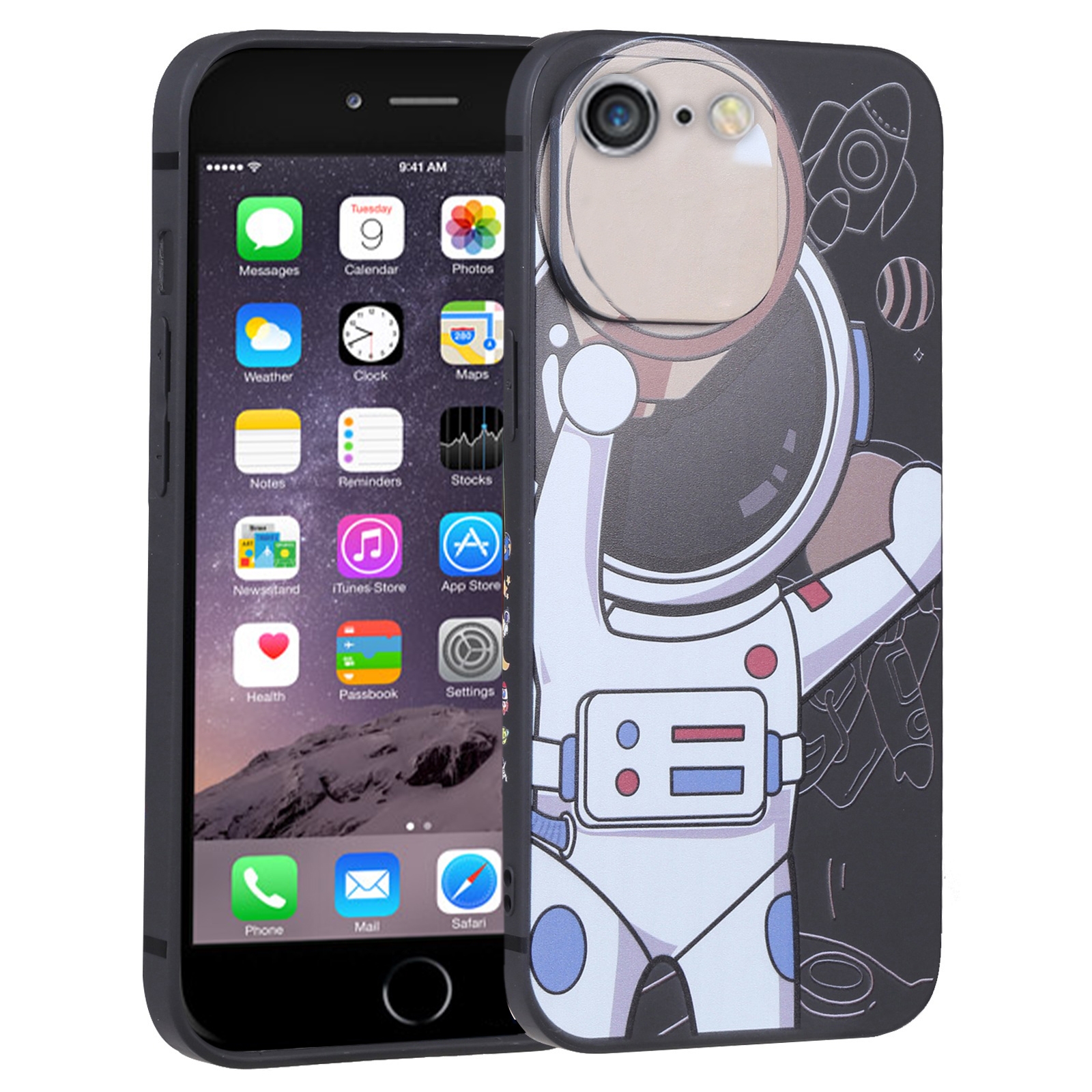 For iPhone 6s Plus / 6 Plus Spaceman Binoculars Phone Case(Black and Beige) - Shopkiz.com