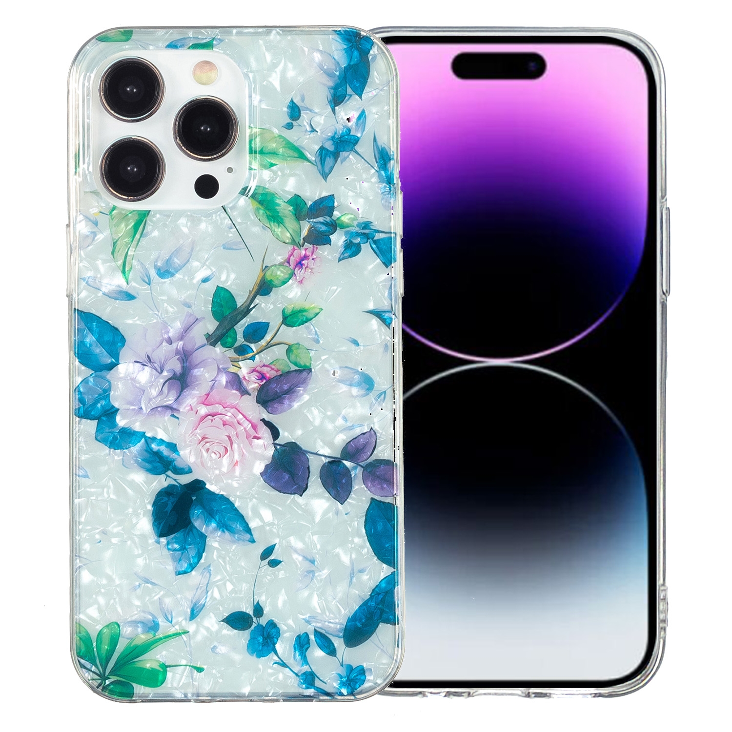 For iPhone 14 Pro Max IMD Shell Pattern TPU Phone Case(Rose) - Shopkiz.com