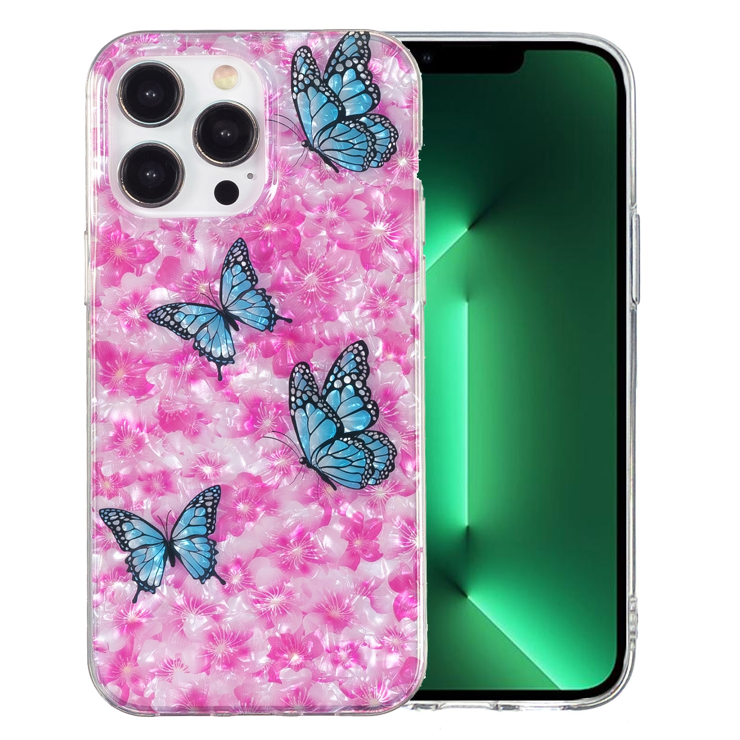 For iPhone 13 Pro Max IMD Shell Pattern TPU Phone Case(Colorful Butterfly) - Shopkiz.com