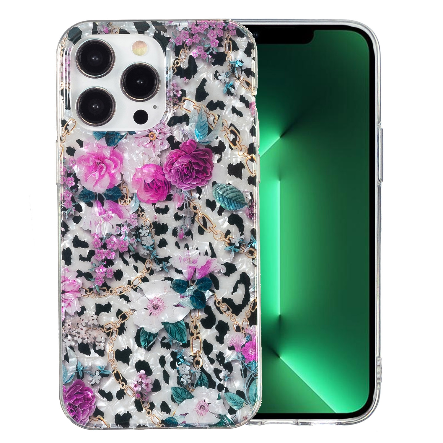 For iPhone 13 Pro IMD Shell Pattern TPU Phone Case(Leopard Flower) - Shopkiz.com