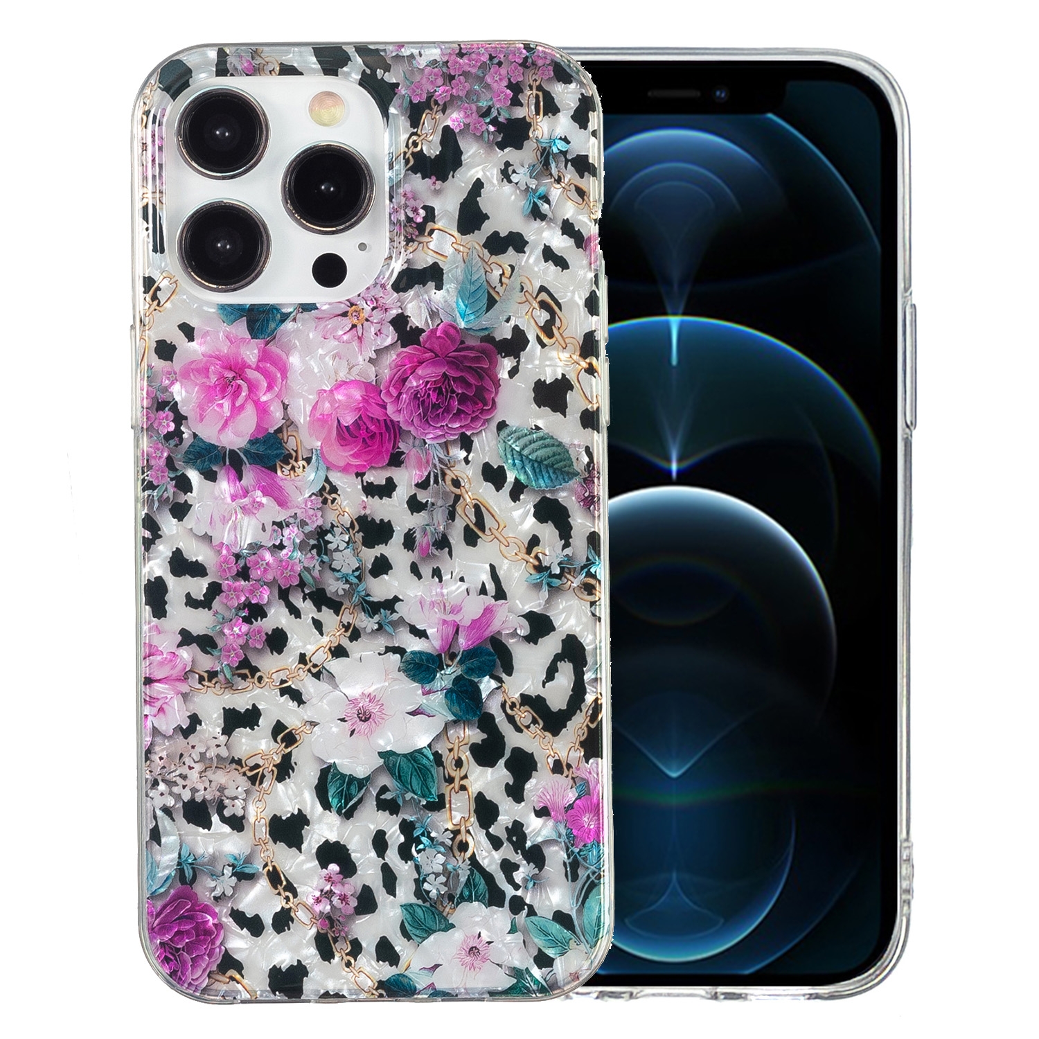 For iPhone 12 Pro Max IMD Shell Pattern TPU Phone Case(Leopard Flower) - Shopkiz.com