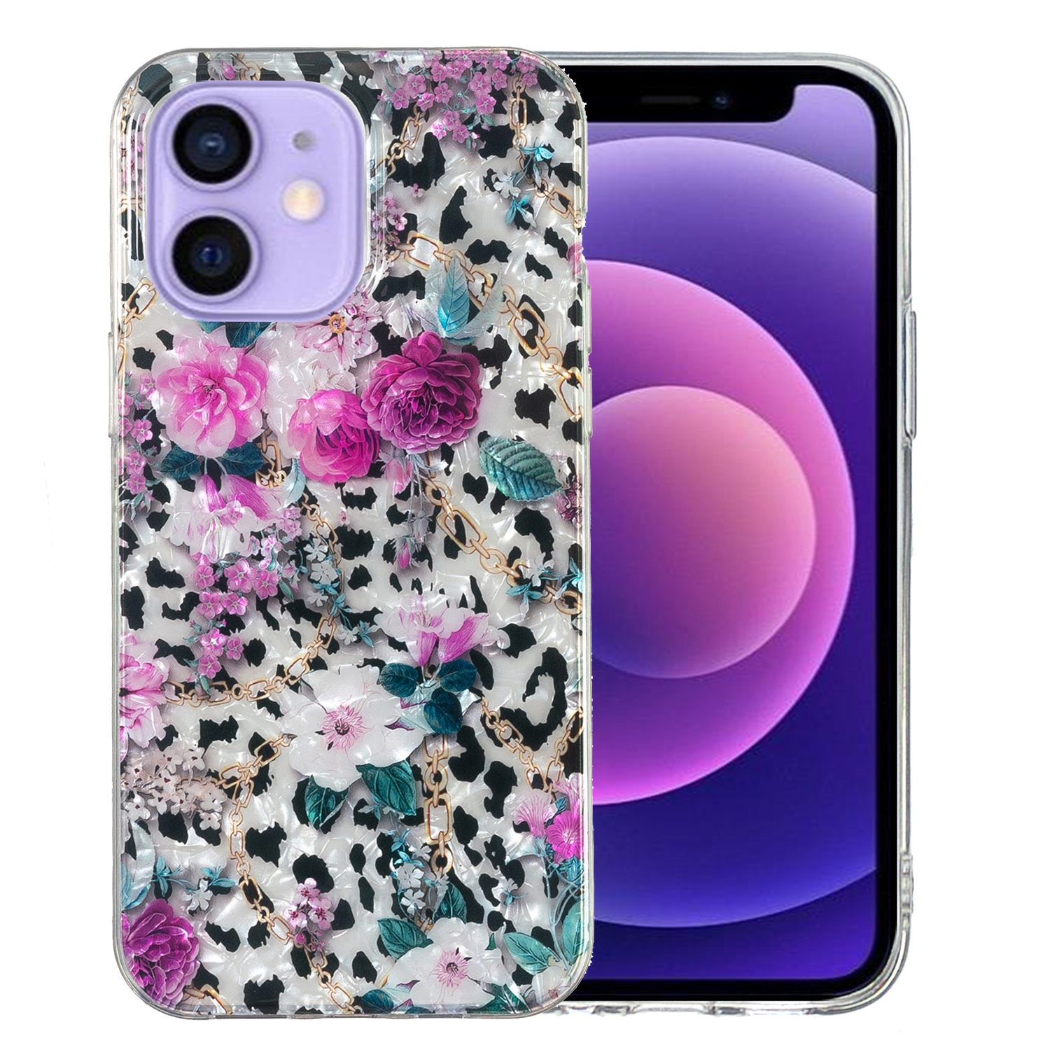 For iPhone 12 IMD Shell Pattern TPU Phone Case(Leopard Flower) - Shopkiz.com