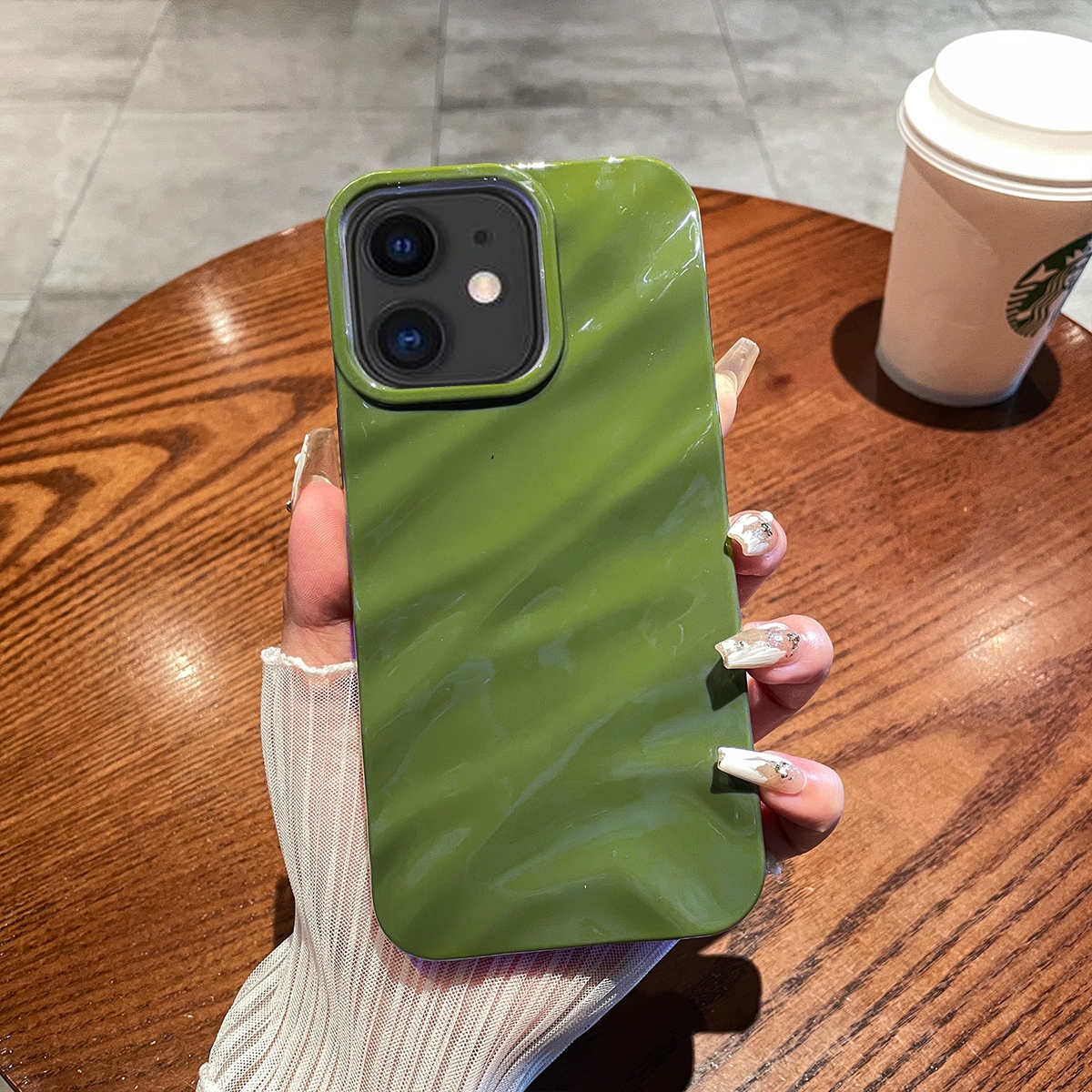 For iPhone 11 Solid Color Wave Texture TPU Phone Case(Green) - Shopkiz.com