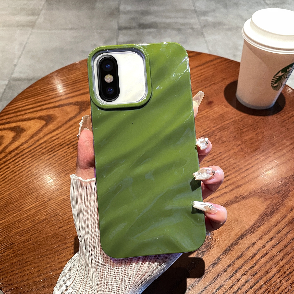 For iPhone X / XS Solid Color Wave Texture TPU Phone Case(Green) - Shopkiz.com