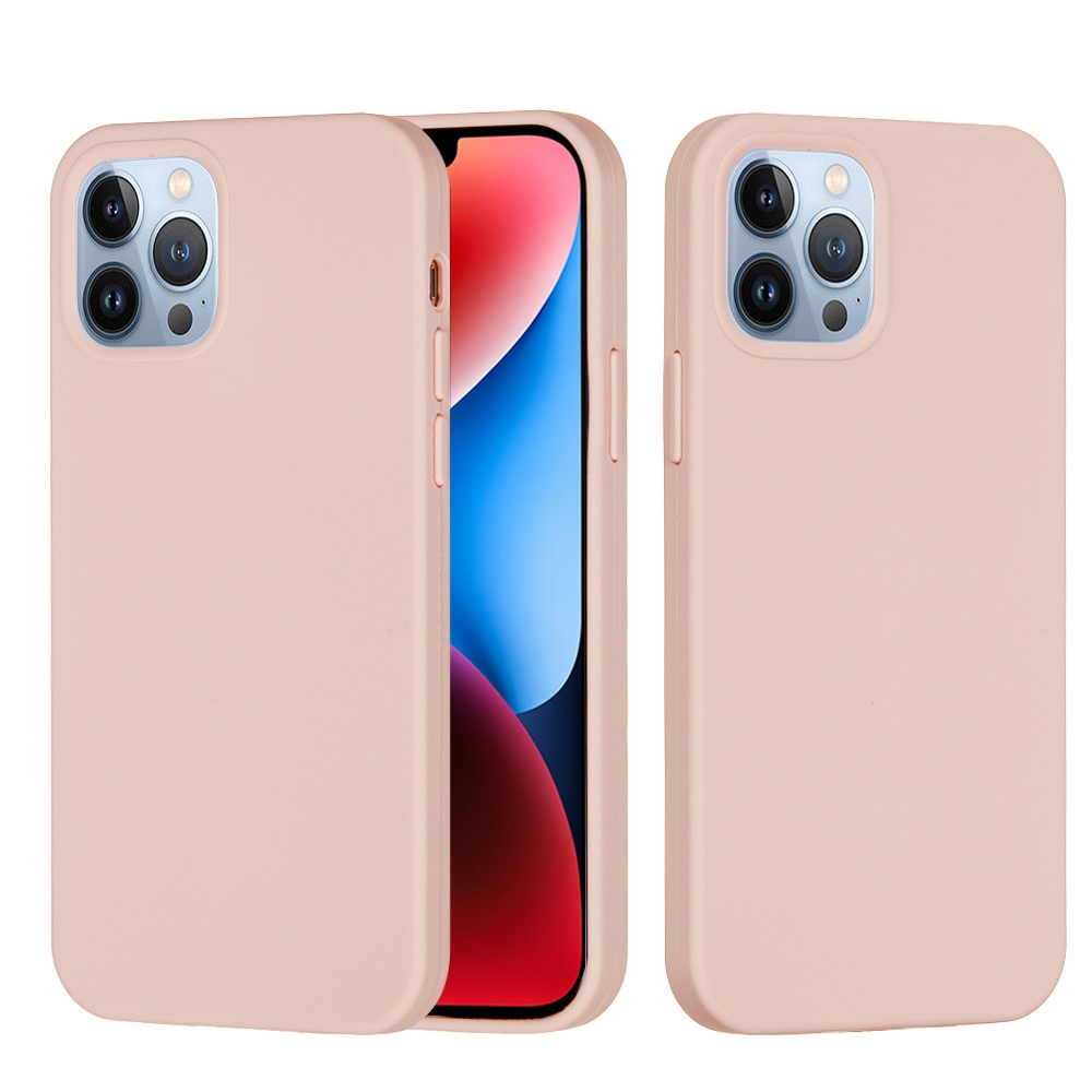 For iPhone 15 Pro Solid Color Silicone Phone Case(Sand Pink) - Shopkiz.com