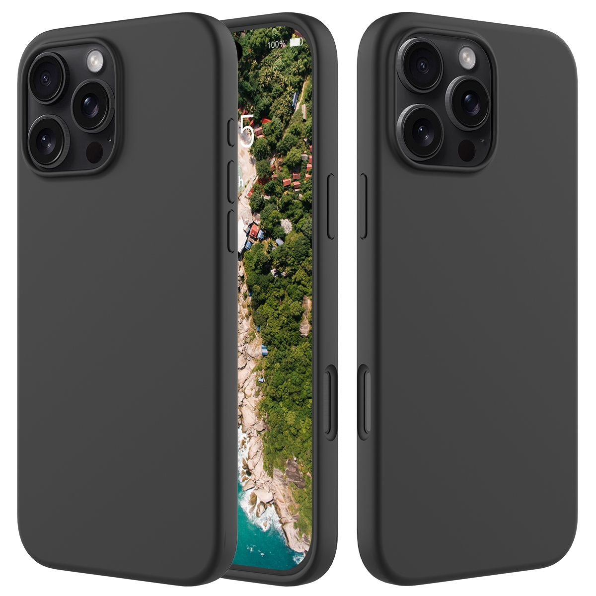 For iPhone 16 Pro Solid Color Silicone Phone Case(Black) - Shopkiz.com