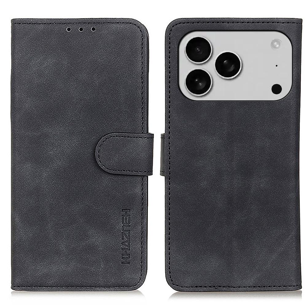 For iPhone 18 Pro Max/17 Pro Max KHAZNEH Retro Texture Leather Phone Case(Black) - Shopkiz.com