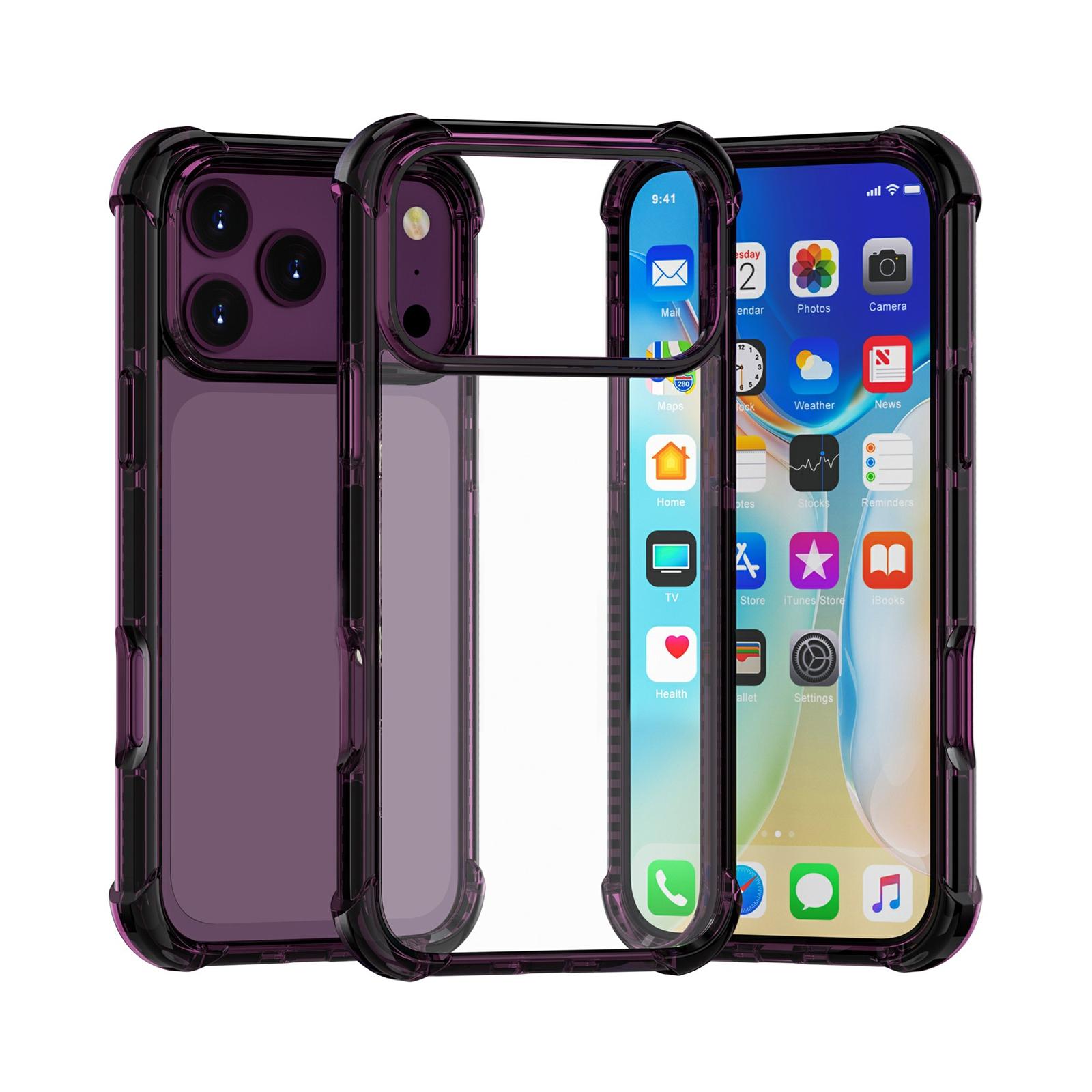 For iPhone 16 Pro Max Four-corner Shockproof TPU Hybrid Acrylic Phone Case(Cherry Red) - Shopkiz.com