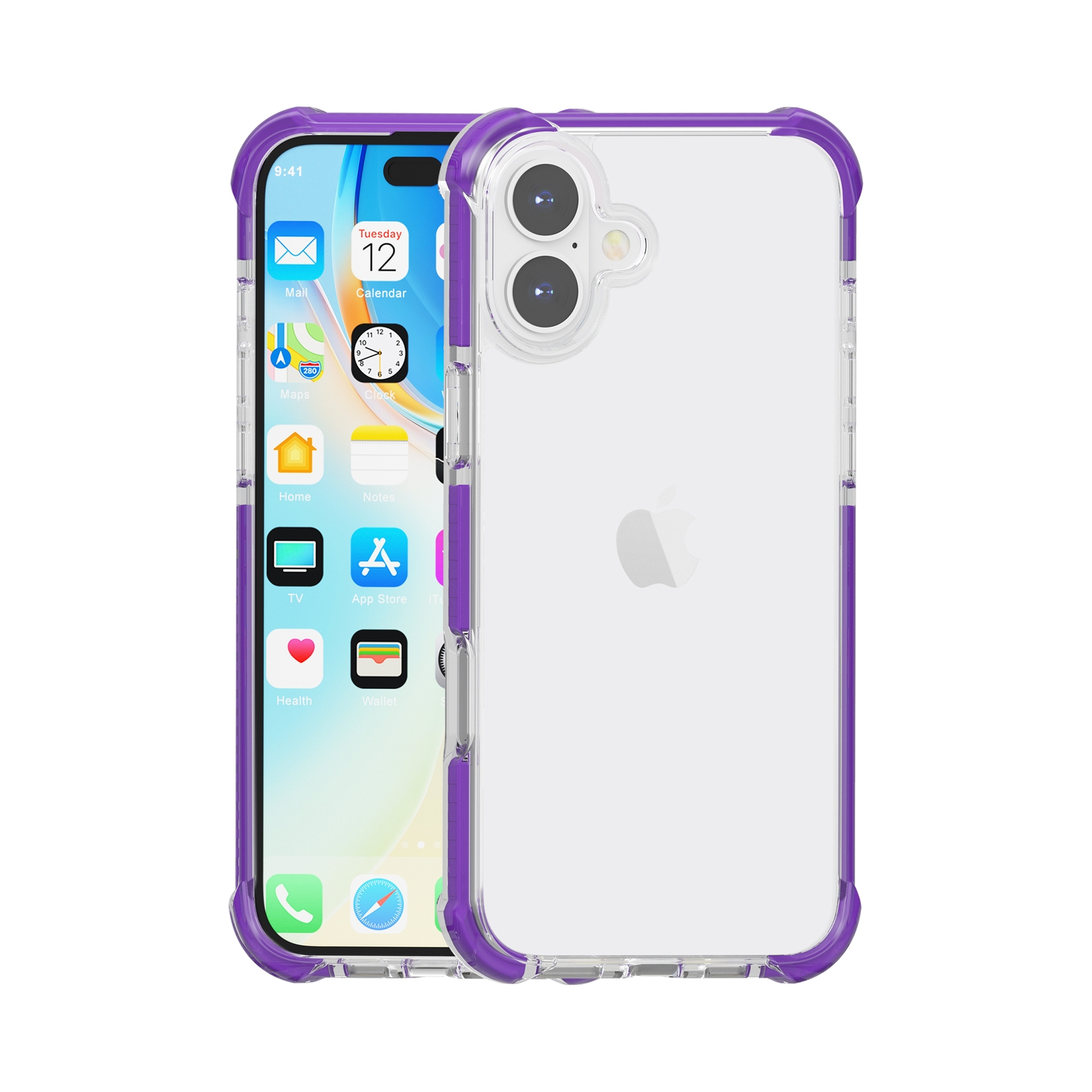 For iPhone 16 Plus Four-corner Shockproof TPU Hybrid Acrylic Phone Case(Purple) - Shopkiz.com