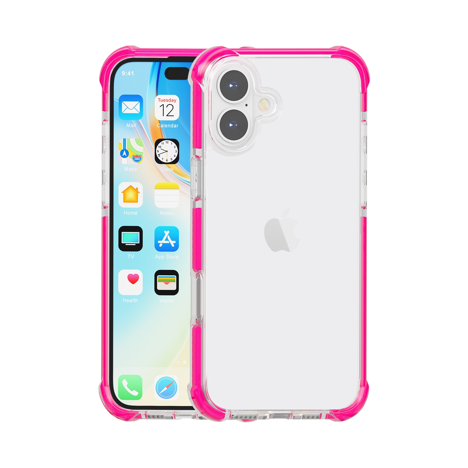 For iPhone 16 Four-corner Shockproof TPU Hybrid Acrylic Phone Case(Pink) - Shopkiz.com