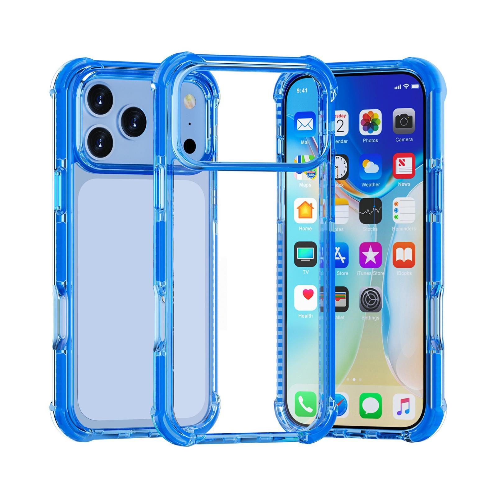 For iPhone 16 Four-corner Shockproof TPU Hybrid Acrylic Phone Case(Dark Blue) - Shopkiz.com
