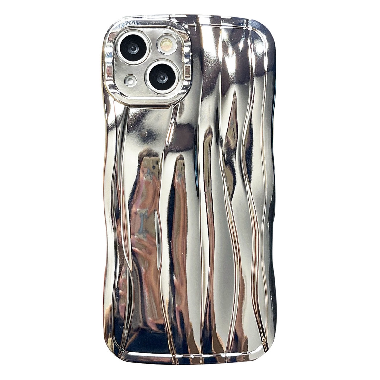 For iPhone 14 Plus Electroplating Water Ripple TPU Phone Case(Silver) - Shopkiz.com
