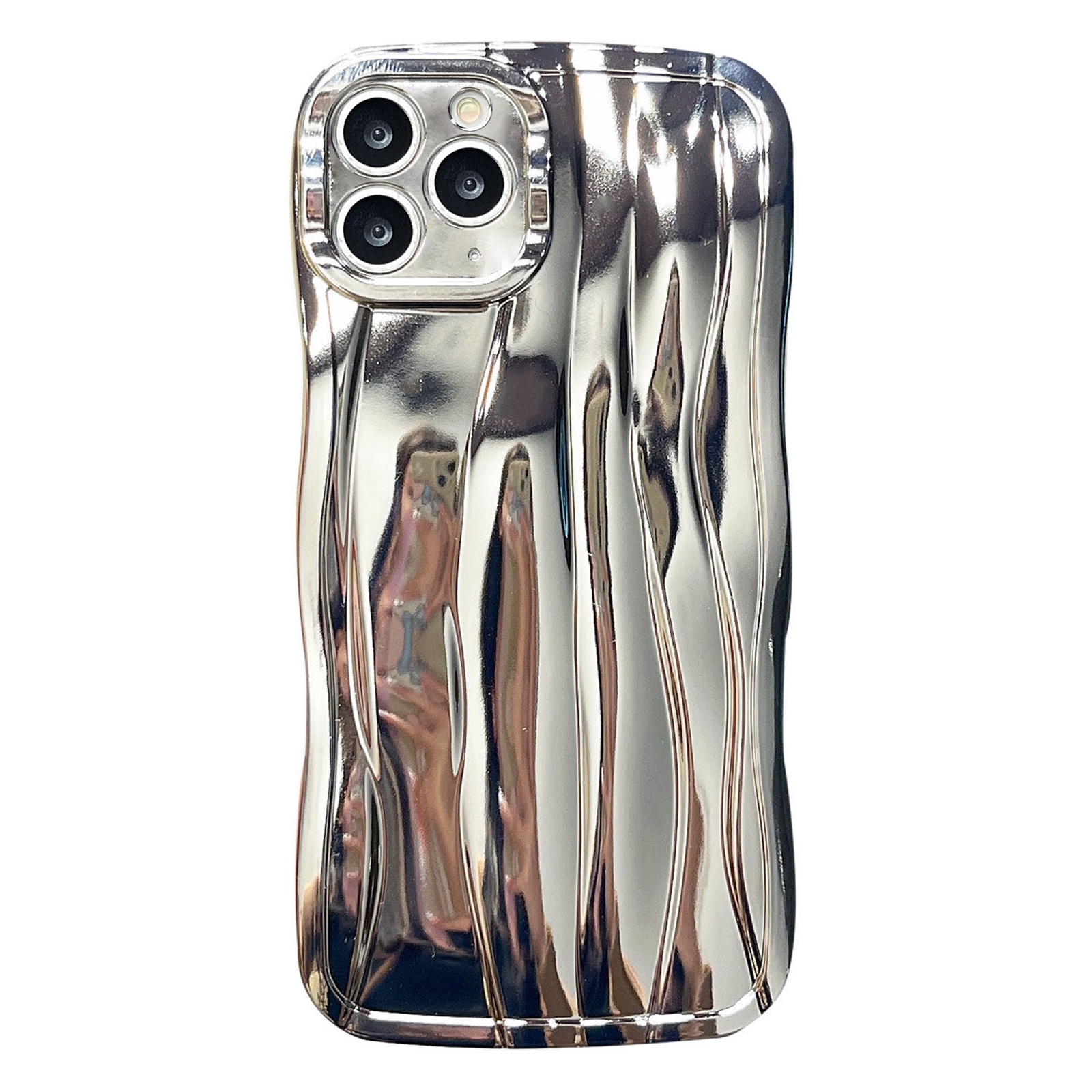 For iPhone 11 Pro Max Electroplating Water Ripple TPU Phone Case(Silver) - Shopkiz.com
