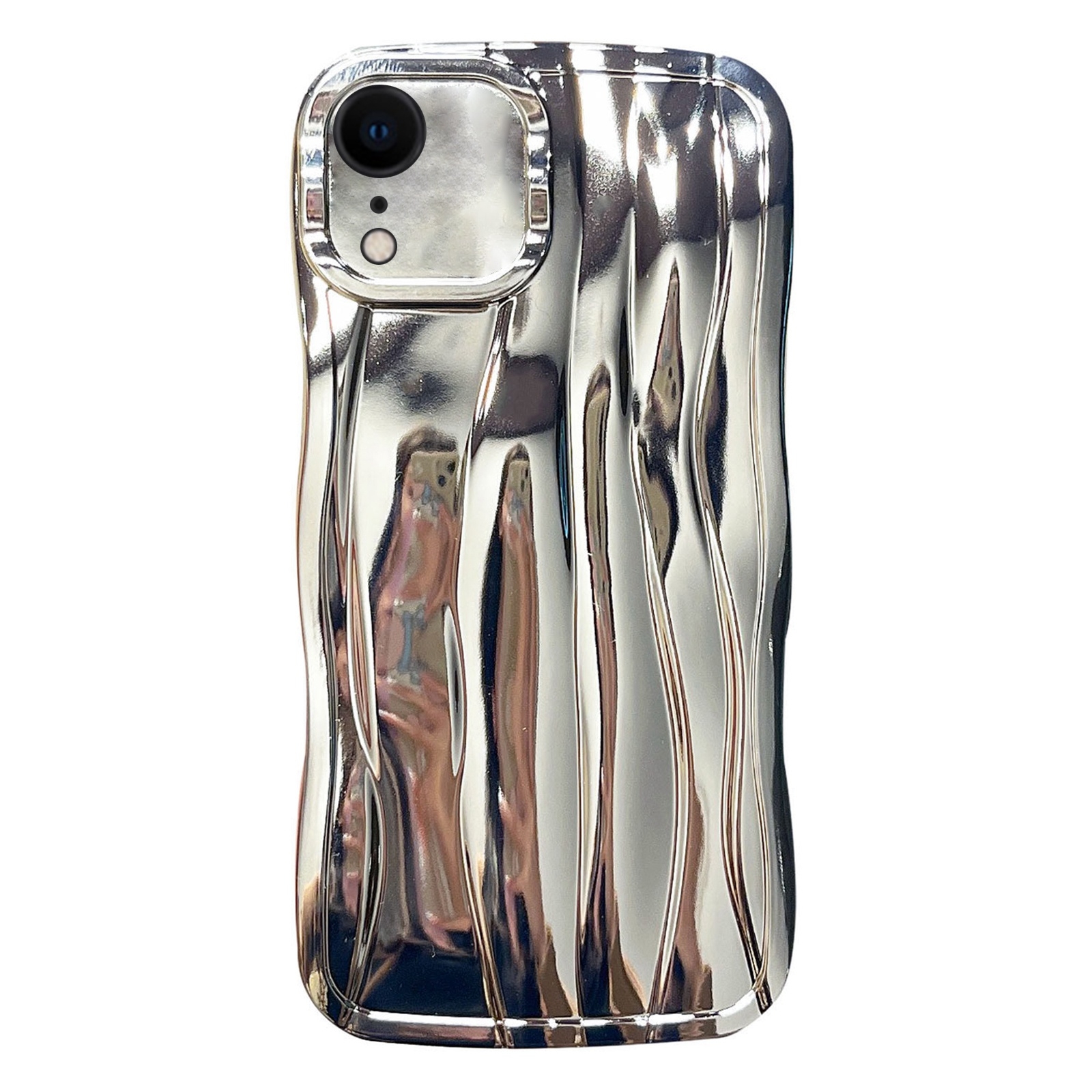 For iPhone XR Electroplating Water Ripple TPU Phone Case(Silver) - Shopkiz.com
