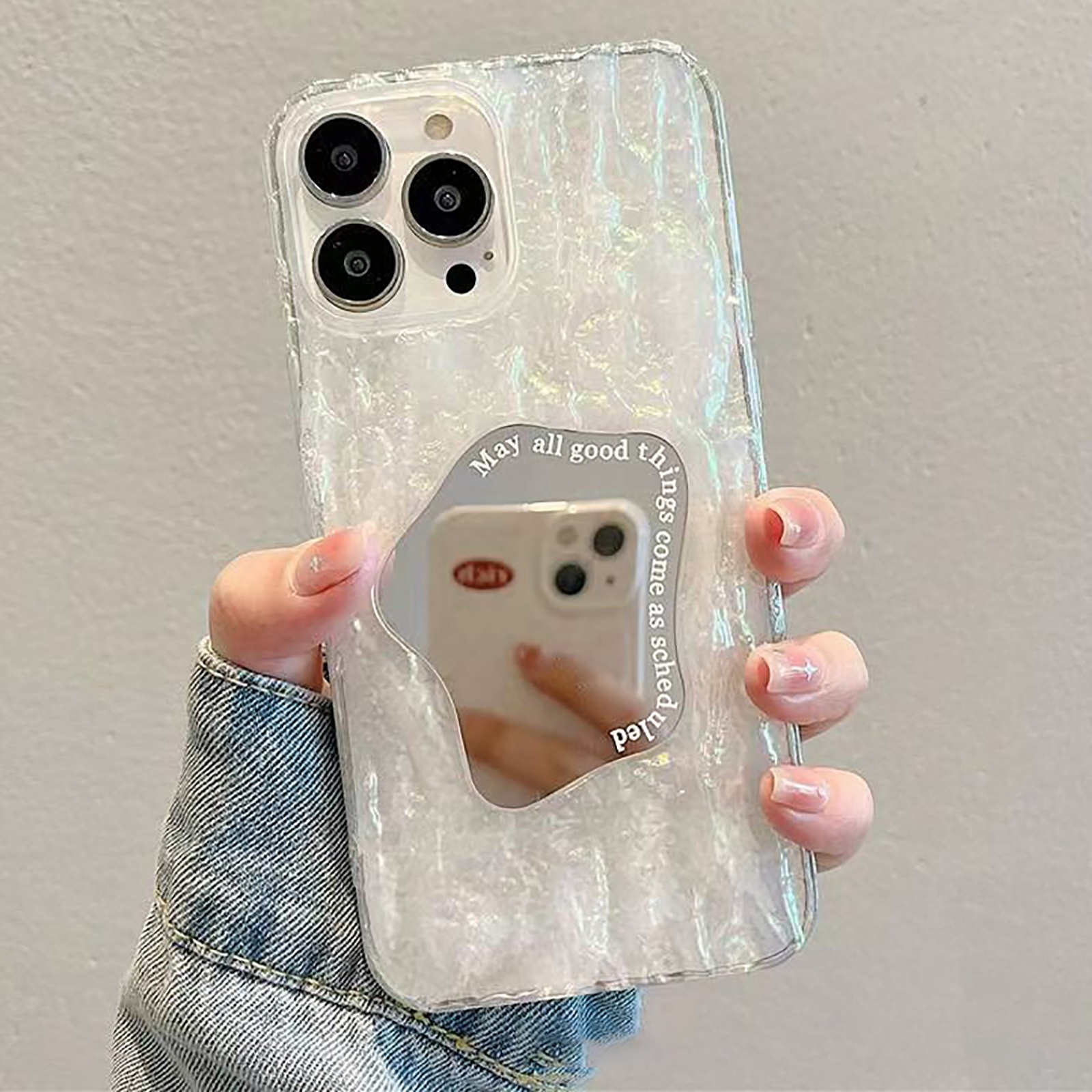 For iPhone 14 Pro Embossed Rock Texture Mirror TPU Phone Case(Translucent) - Shopkiz.com