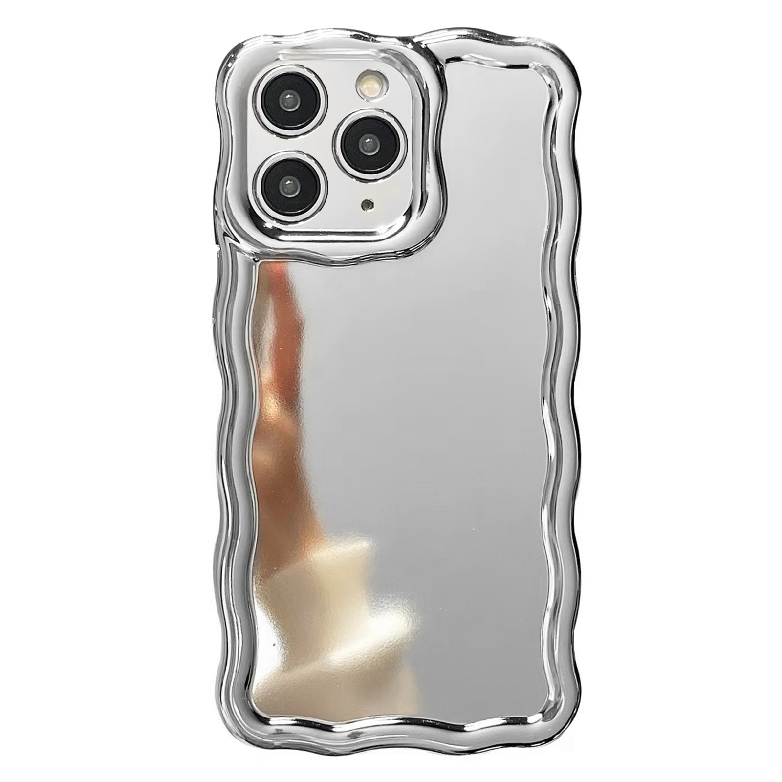For iPhone 11 Pro Max Electroplated Mirror Waves Silicone Phone Case(Silver) - Shopkiz.com