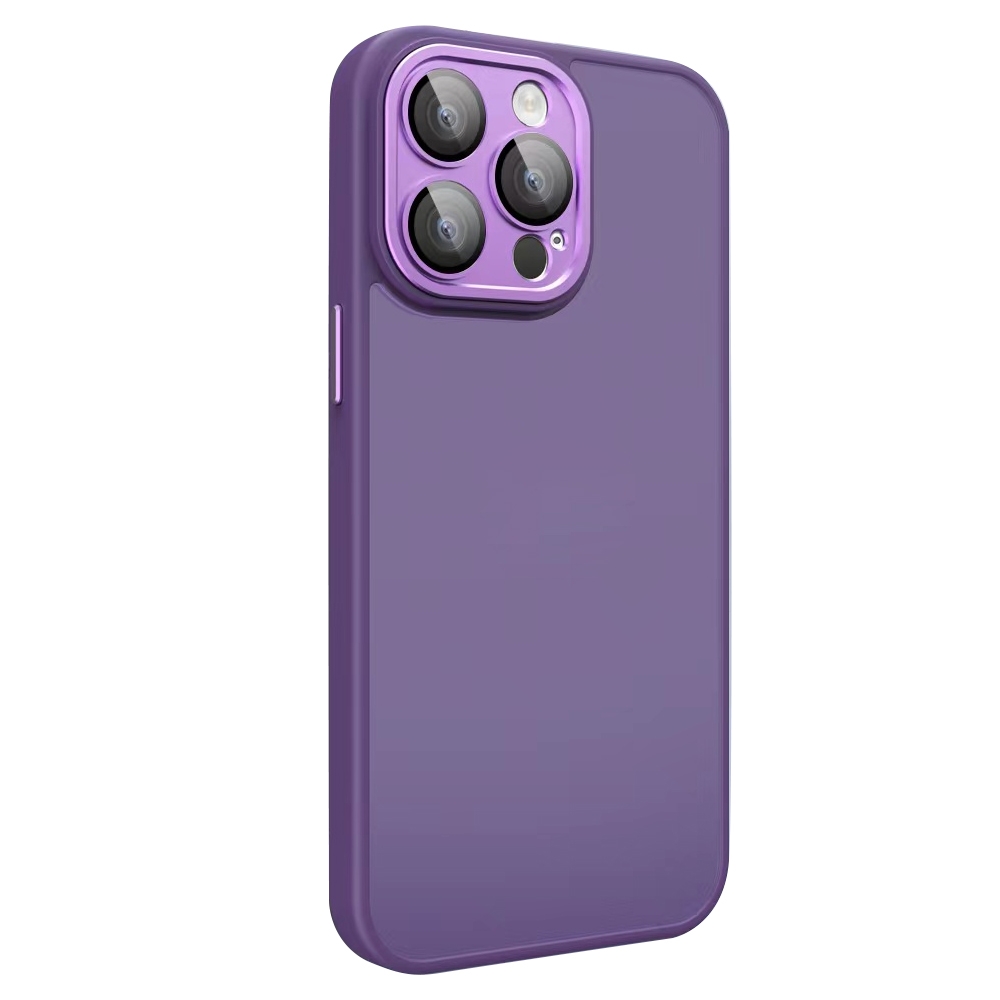 For iPhone 15 All-inclusive TPU Edge Acrylic Back Phone Case with Lens Film(Deep Purple) - Shopkiz.com