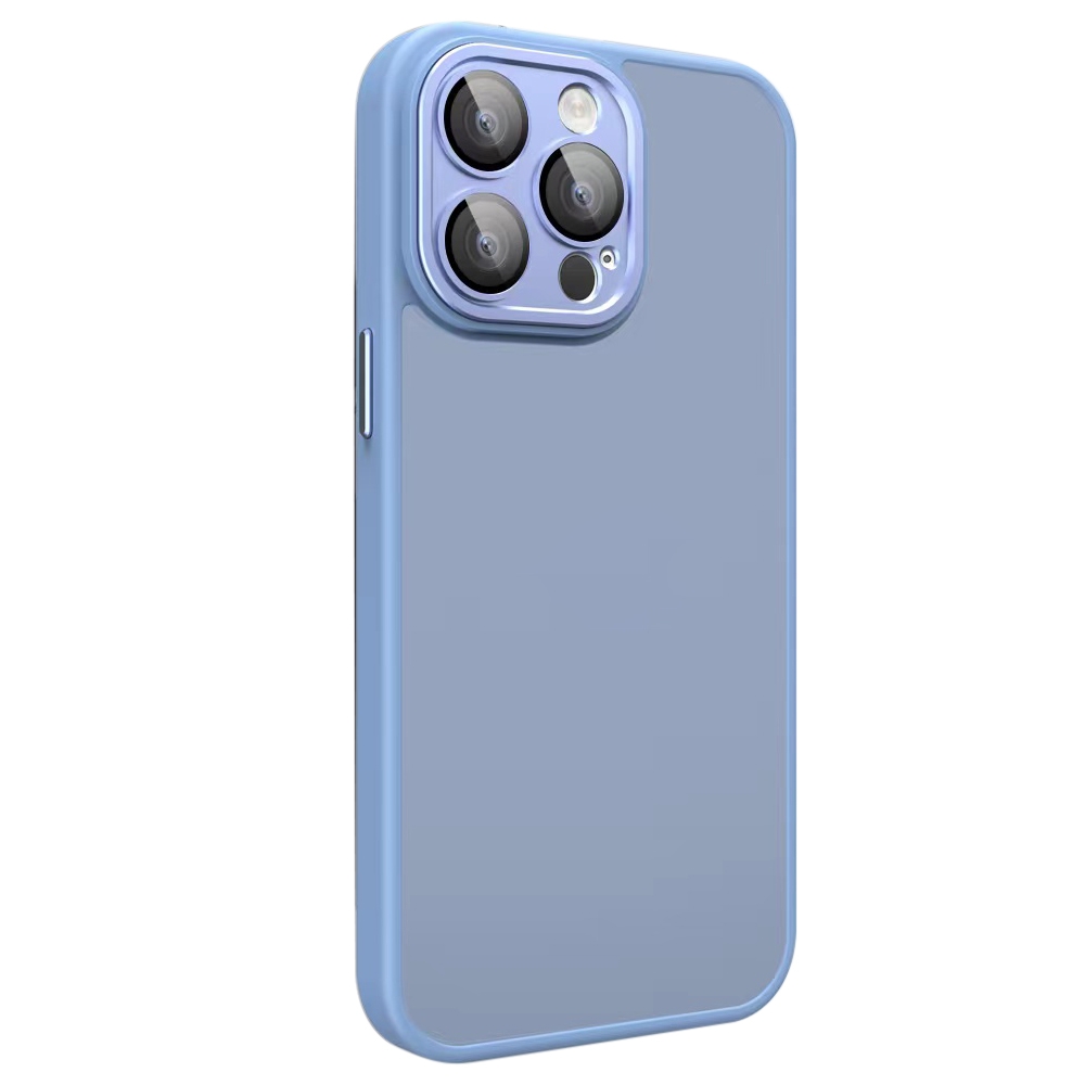 For iPhone 15 Pro Max All-inclusive TPU Edge Acrylic Back Phone Case with Lens Film(Sierra Blue) - Shopkiz.com