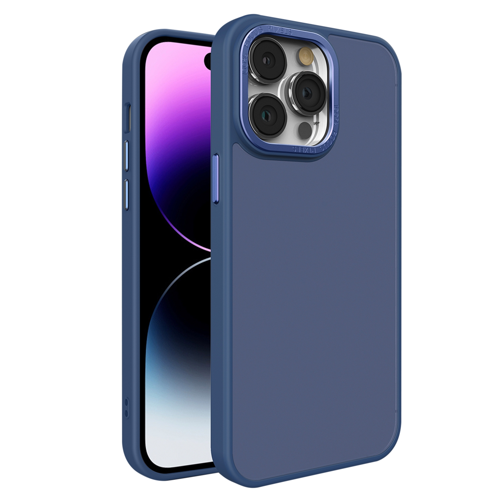 For iPhone 14 Pro Max All-inclusive TPU Edge Acrylic Back Phone Case(Navy Blue) - Shopkiz.com