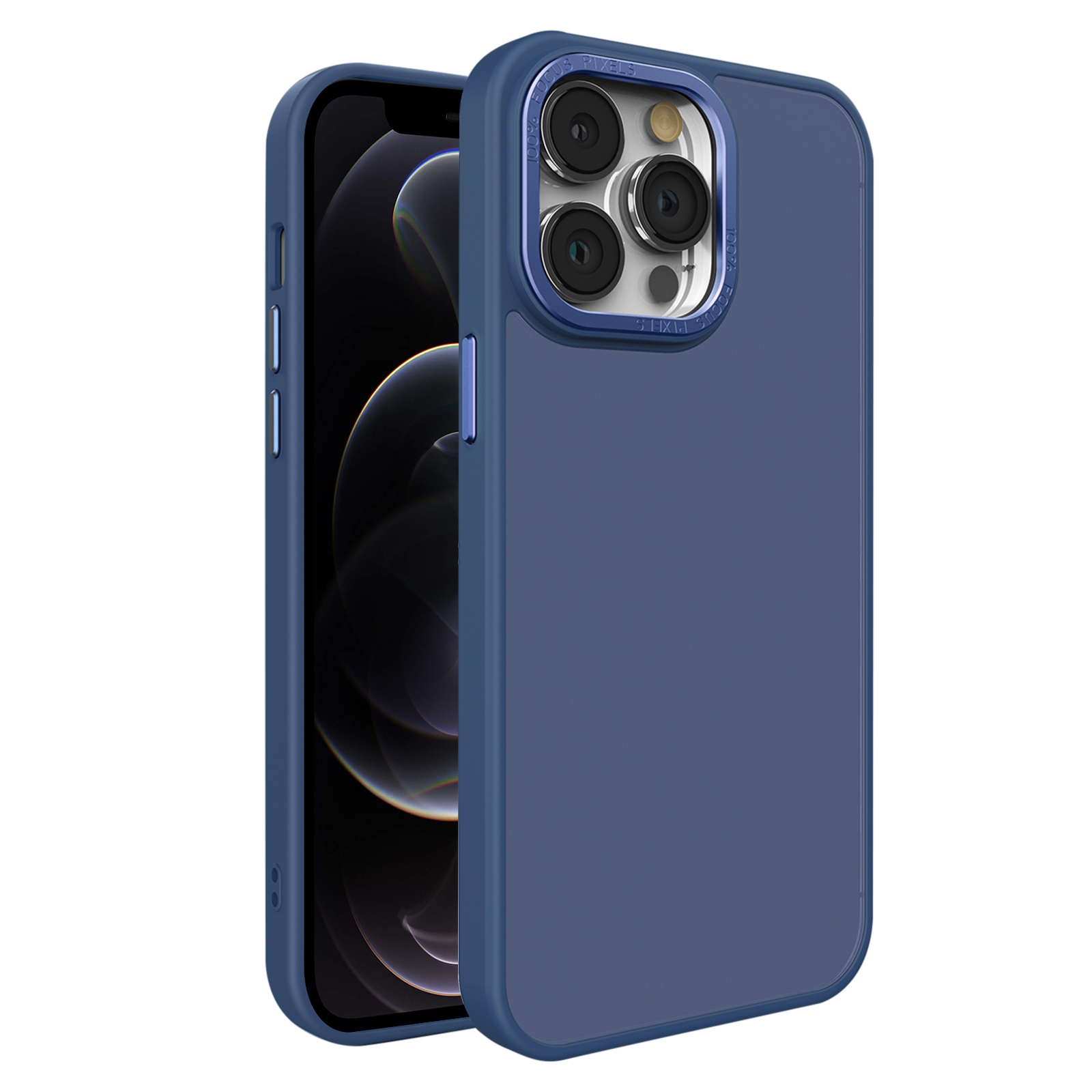 For iPhone 12 Pro Max All-inclusive TPU Edge Acrylic Back Phone Case(Navy Blue) - Shopkiz.com