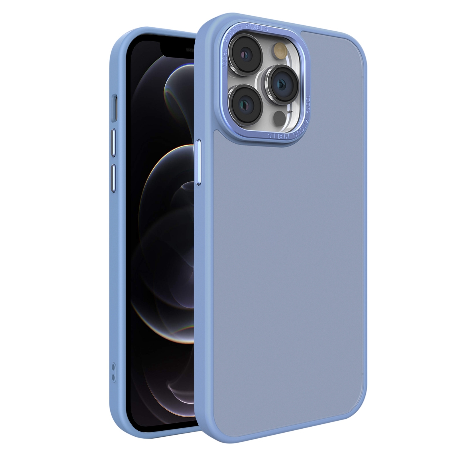 For iPhone 12 Pro Max All-inclusive TPU Edge Acrylic Back Phone Case(Sierra Blue) - Shopkiz.com