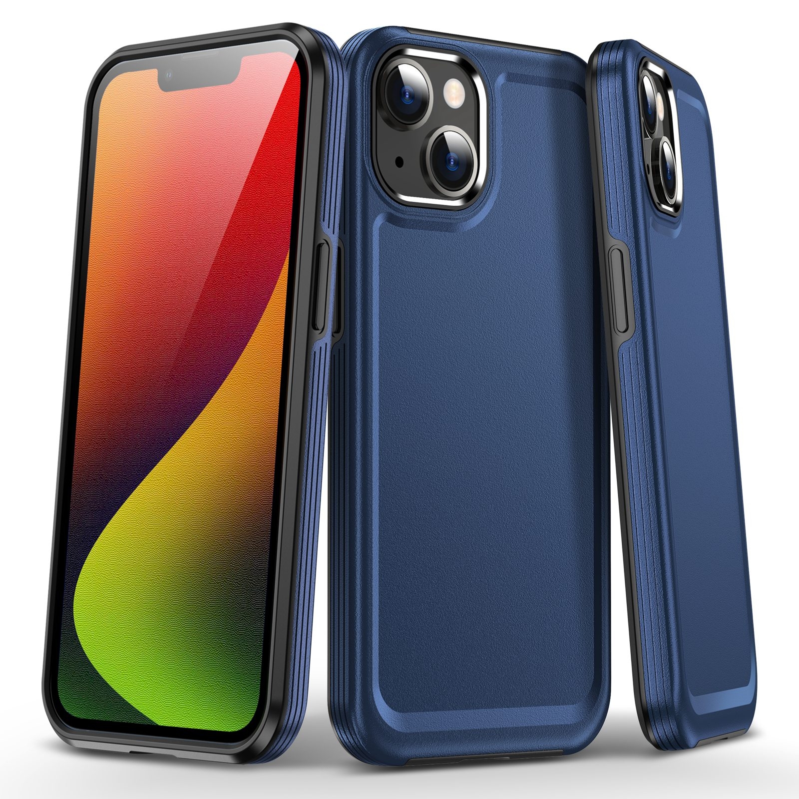 For iPhone 14 Kirin Shield Hybrid PC Soft TPU Phone Case(Navy Blue) - Shopkiz.com