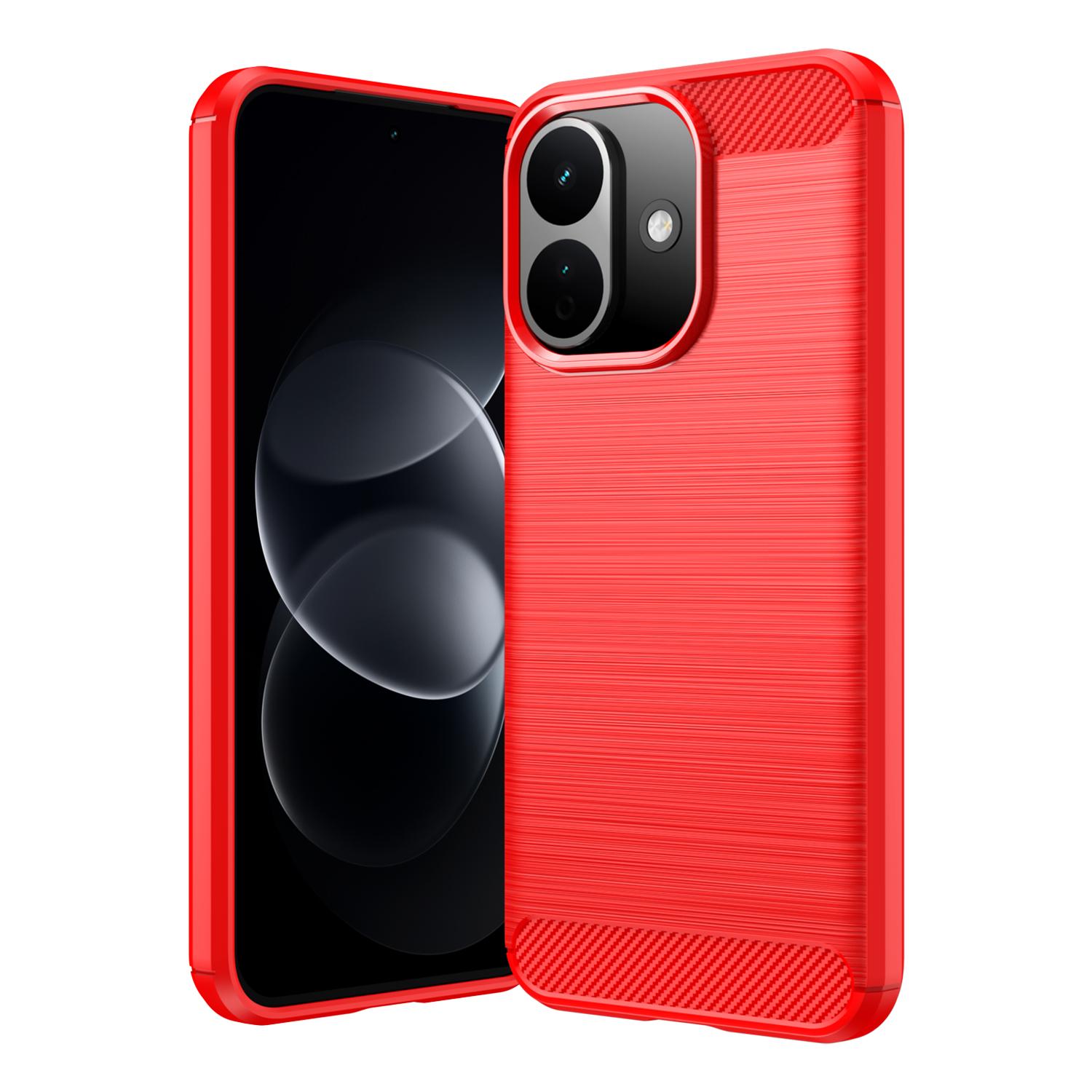 For Redmi Note 17 Pro 5G Global 163mm Carbon Fiber Brushed Texture TPU Phone Case(Red) - Shopkiz.com