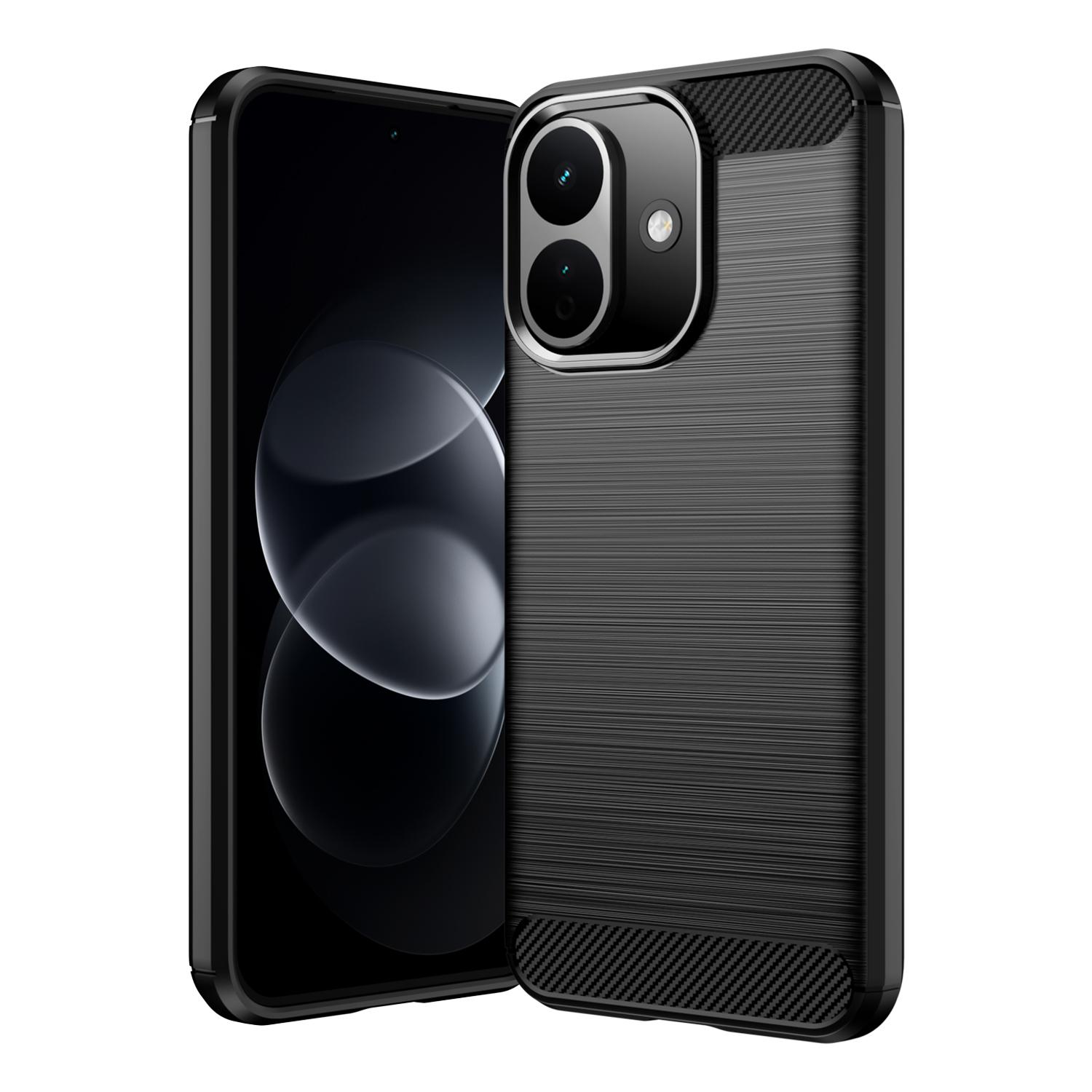For Redmi Note 17 Pro+ 5G Global 163mm Carbon Fiber Brushed Texture TPU Phone Case(Black) - Shopkiz.com