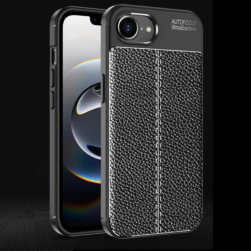 For iPhone 16e / 17e Litchi Texture Shockproof TPU Phone Case(Black) - Shopkiz.com