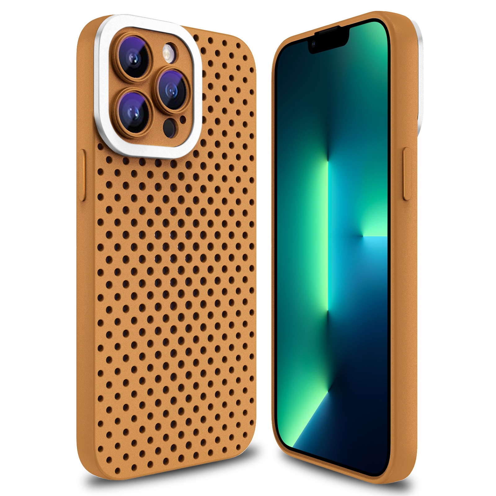For iPhone 13 Pro Max Hollow Heat Dissipation TPU Phone Case(Brown) - Shopkiz.com