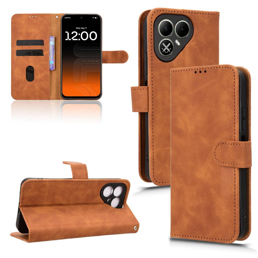 For Tecno Pova 8 5G Skin Feel Magnetic Flip Leather Phone Case(Brown) - Shopkiz.com