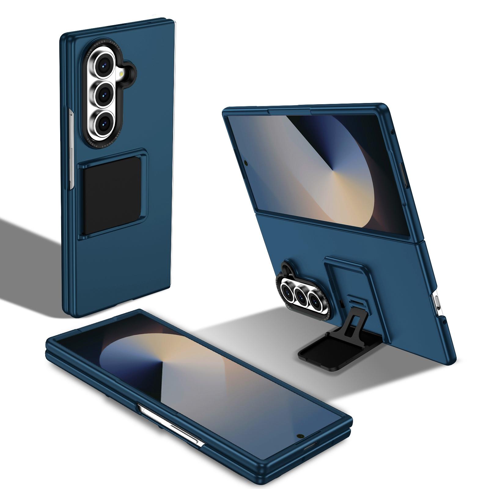 For Galaxy Z Fold7 5G Three-dimensional Folding Holder PC Phone Case(Blue)