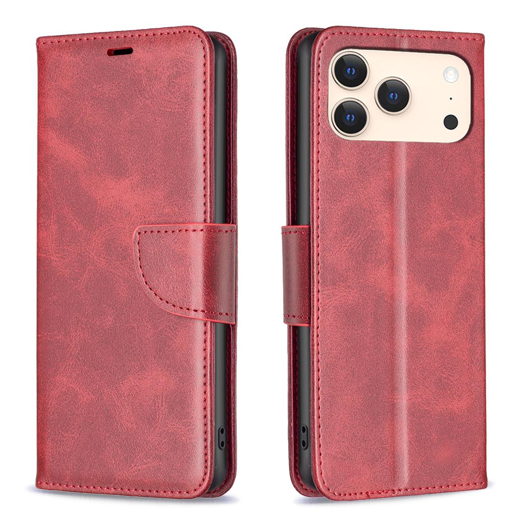 For iPhone 18 Pro Max/17 Pro Max Lambskin Texture Pure Color Flip Leather Phone Case(Red) - Shopkiz.com