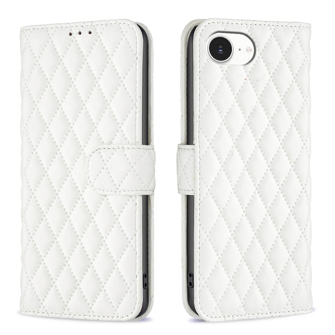 For iPhone 17e / 16e Diamond Lattice Wallet Flip Leather Phone Case(White) - Shopkiz.com
