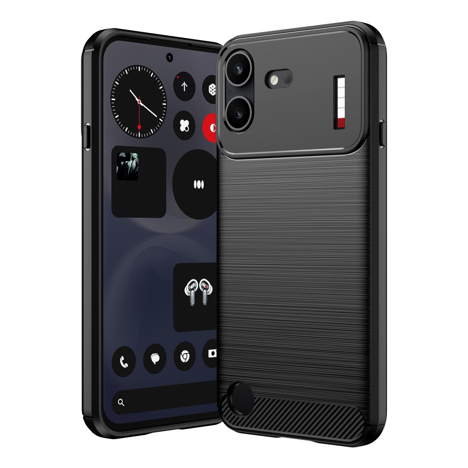 For Nothing Phone 4b Carbon Fiber Brushed Texture TPU Phone Case(Black) - Shopkiz.com