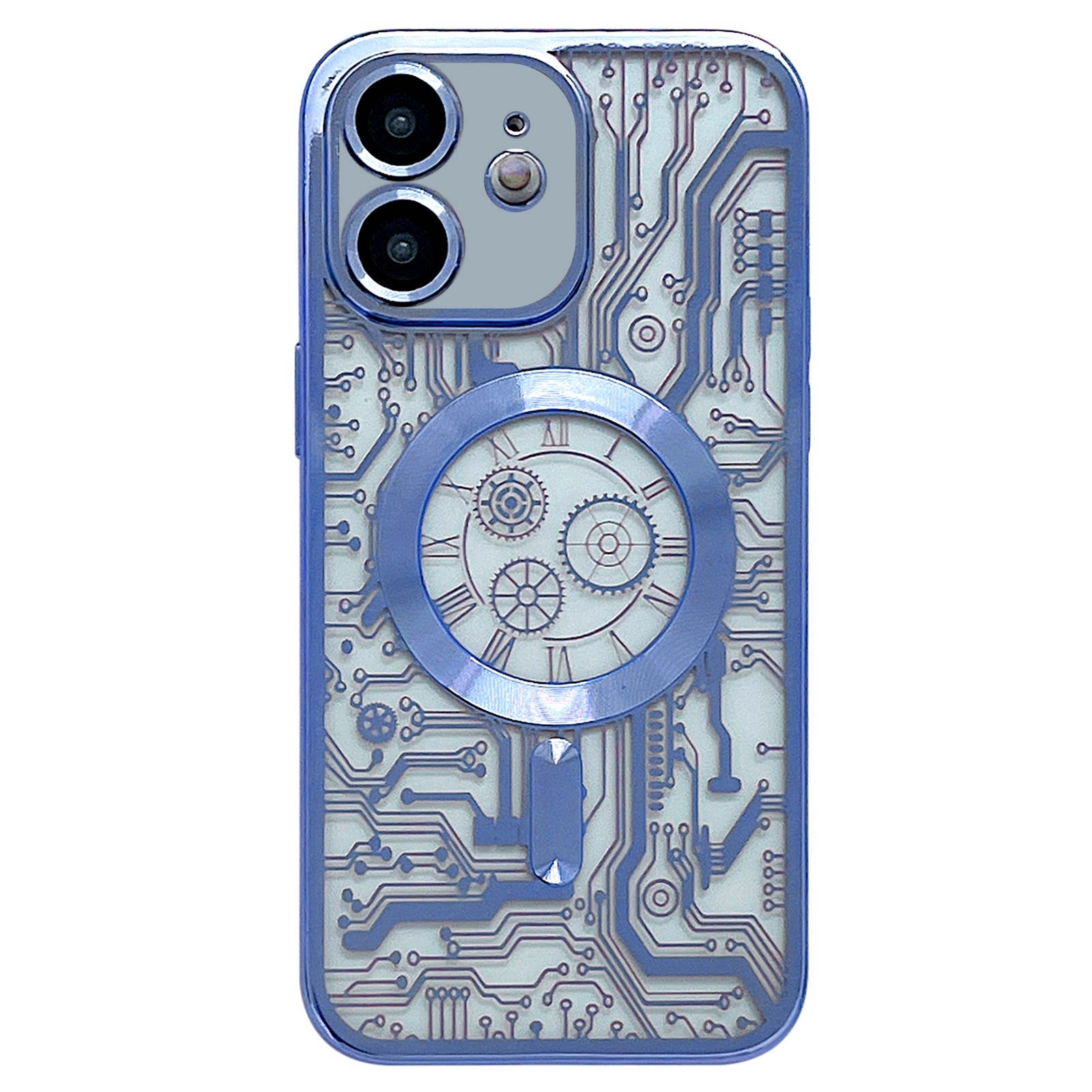 For iPhone 12 Electroplated Circuit Board Pattern MagSafe Phone Case(Sierra Blue) - Shopkiz.com