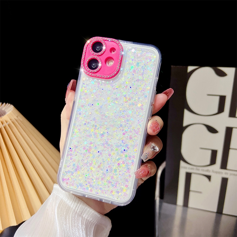 For iPhone 12 Luminous Epoxy TPU Glitter Phone Case(White) - Shopkiz.com