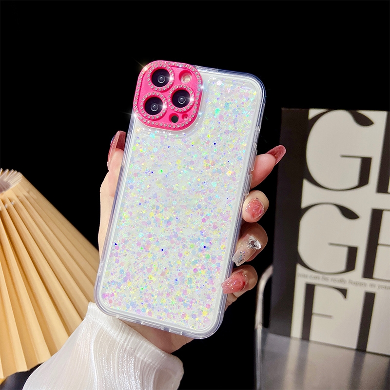 For iPhone 12 Pro Max Luminous Epoxy TPU Glitter Phone Case(White) - Shopkiz.com
