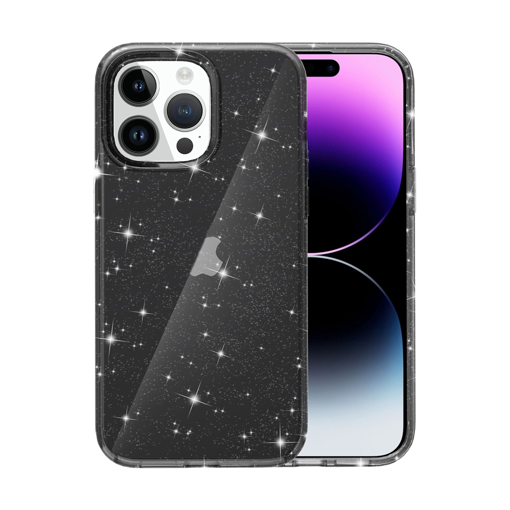For iPhone 15 Pro Max Shockproof Terminator Glitter Powder Phone Case(Black) - Shopkiz.com