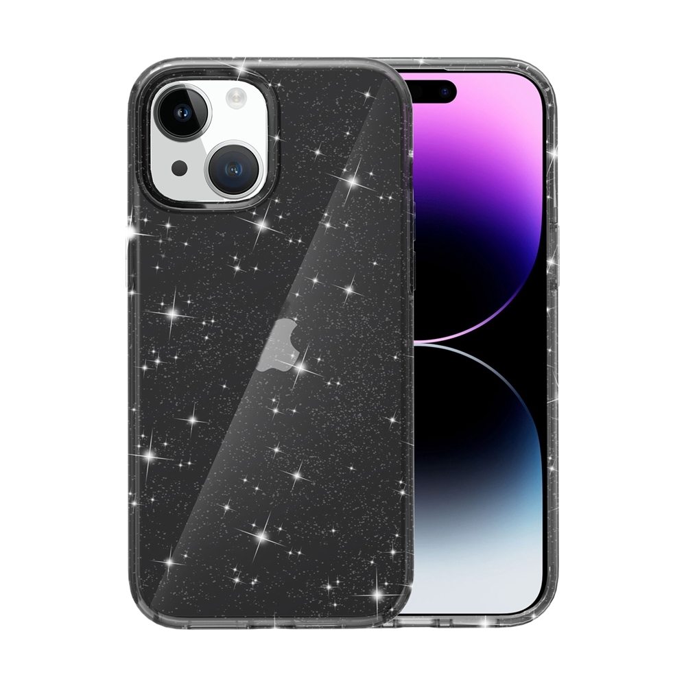 For iPhone 15 Plus Shockproof Terminator Glitter Powder Phone Case(Black) - Shopkiz.com
