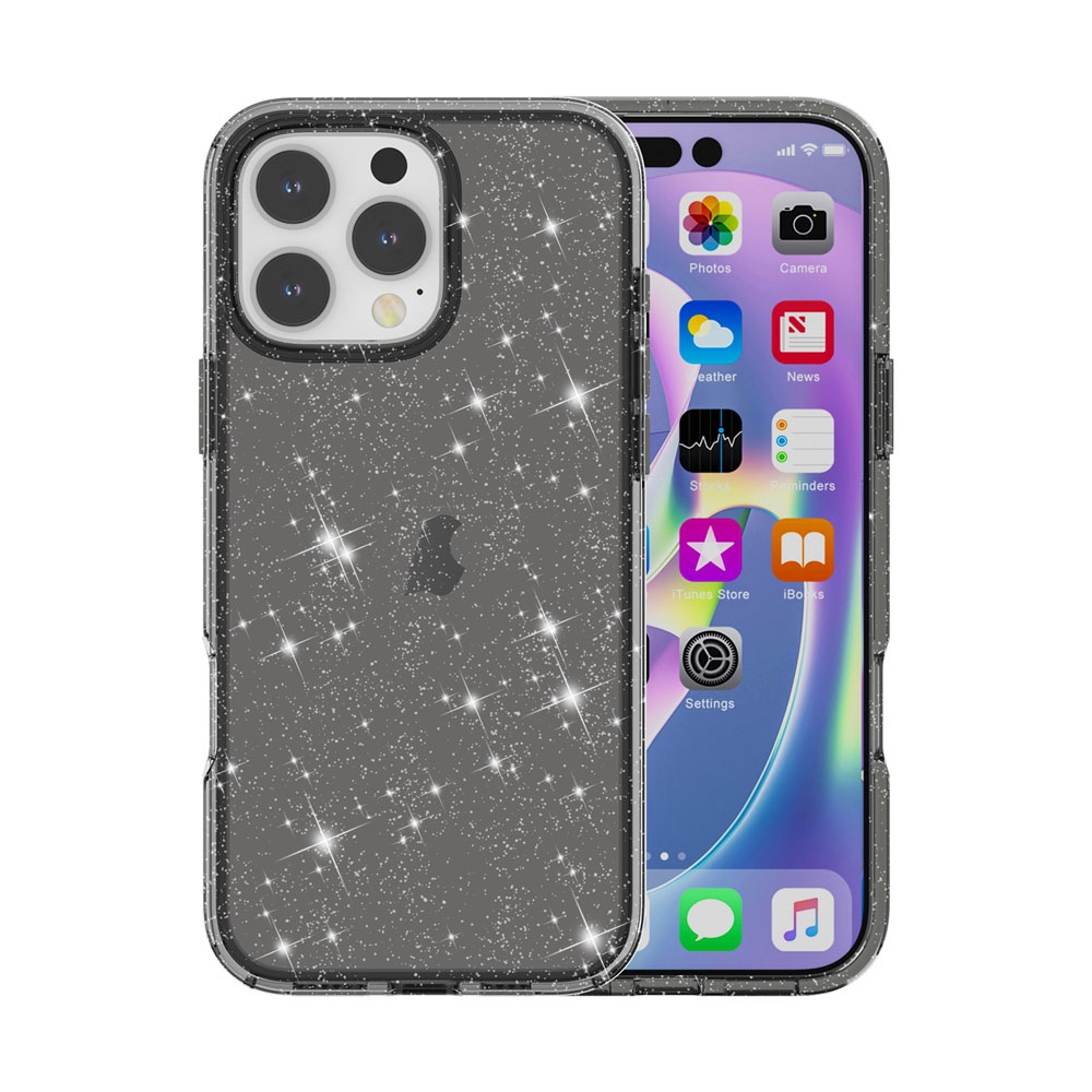 For iPhone 16 Pro Shockproof Terminator Glitter Powder Phone Case(Black) - Shopkiz.com
